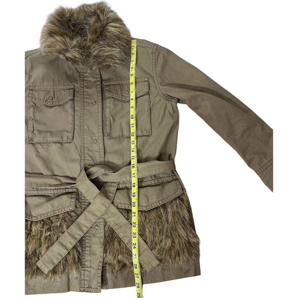 ANTHROPOLOGIE Faux Fur-Trimmed Field Parka Jacket Size XS Green Retail $188 - Picture 11 of 16